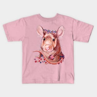 Flower Crown Rat Kids T-Shirt